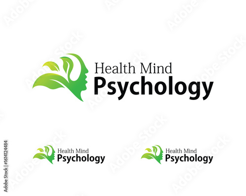 psychology logo creative design concept leave health mind innovation