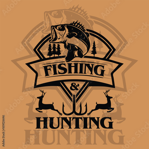Fishing Hook with Reel and Bait Isolated on Brown Background
