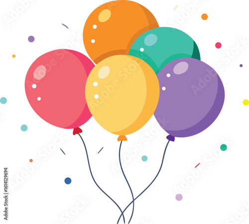 Colorful balloons and confetti celebration