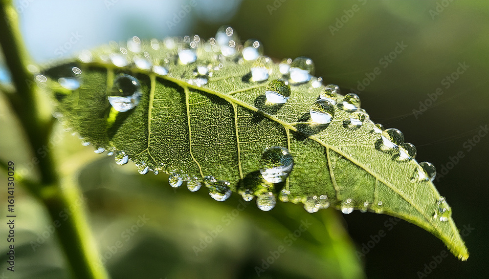 exploring the intricate patterns of nature in macro photography a leaf with dazzling water drops