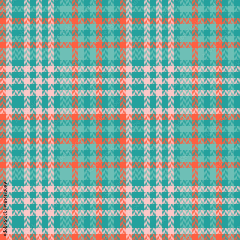 Vibrant teal, coral, and beige plaid pattern. Perfect for textile design, website backgrounds, or fashion projects. A cheerful, summery texture evoking feelings of warmth and comfort. Vibrant teal, coral, and beige plaid pattern. Perfect for textile design, website backgrounds, or fashion projects. A cheerful, summery texture evoking feelings of warmth and comfort.