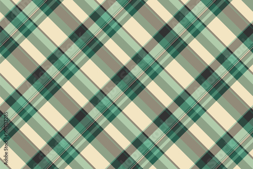 Classic plaid pattern in muted teal, cream, and grey. Seamless tileable background. Ideal for textiles, digital papers, packaging or web design.