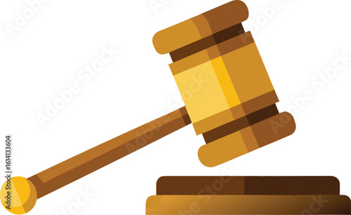Wooden gavel and sounding block on white background