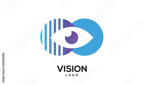 Minimal digital technology eye logo , vision logo 