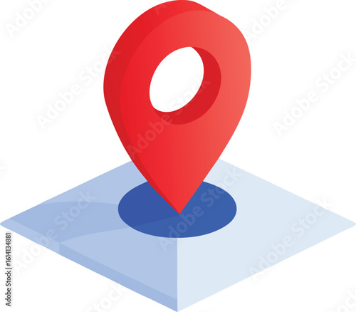 Red location pin on a blue and white map marker