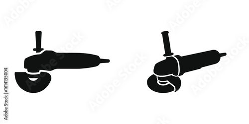 Angle Grinder Icon Set – Vector Silhouette Collection for Power Tools, Construction, Workshop, Industrial, Repair, Maintenance, Black and White, SVG, PNG, Editable Clip art, DIY
