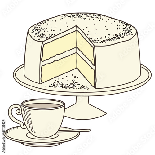 A delicious classic vanilla butter cake dusted with sweet powdered sugar perfect for celebrations and baking themes
