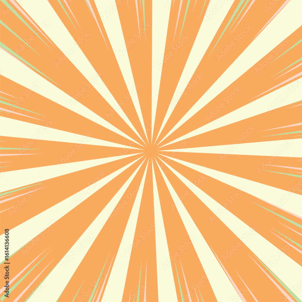 Fototapeta premium Abstract Radiating Sunburst Pattern Background with Orange and Cream Colors new 2025 trendy sun brust retro comic style background