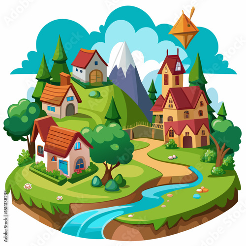 vector illustration of a village