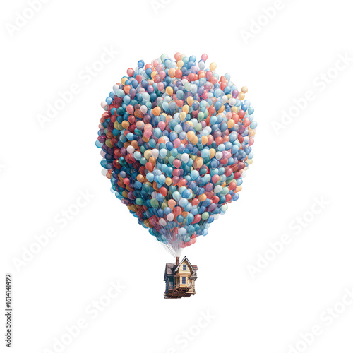 Colorful hot air balloon with house (1)