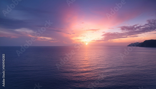pink sunset over the ocean a serene seascape