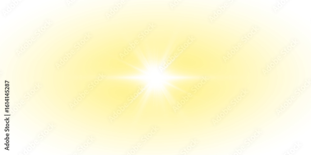 Ταπετσαρία Golden sunlight flare with realistic glare and soft sunrays on a transparent background