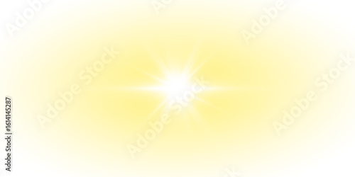 Golden sunlight flare with realistic glare and soft sunrays on a transparent background. Adds warmth and cinematic lighting to any composition or photo overlay.