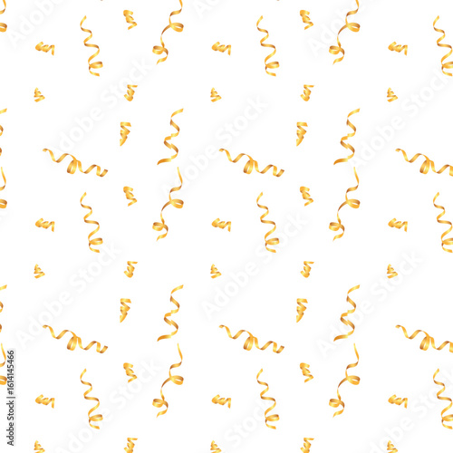 Golden Streamers Seamless Pattern Vector for Party and Celebration Themes