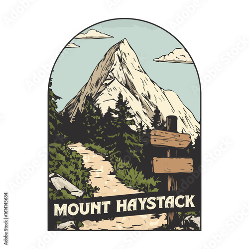 Vintage USA Mountain Haystack Peak SVG, Retro Mount Haystack,  United States of America mountain peaks, Vintage USA Summit 