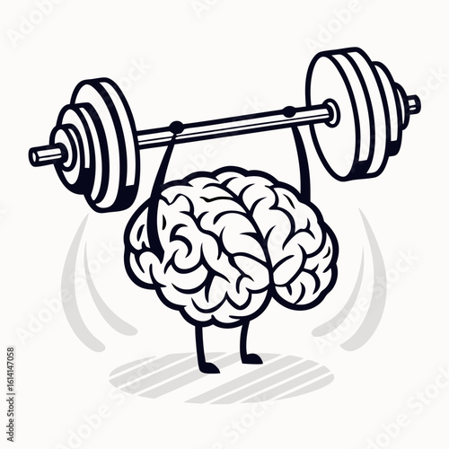 Brain Lifting Weights: Strong Mind, Mental Fitness Concept