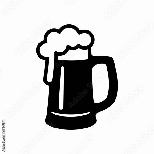 Black Beer Mug Icon with Foam Design