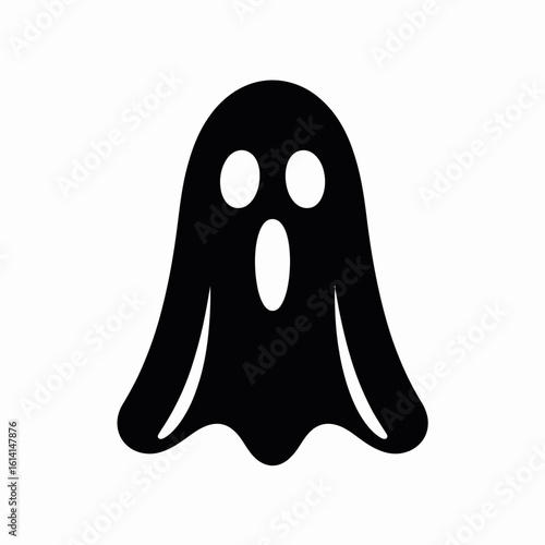 Black Ghost Icon on White Background