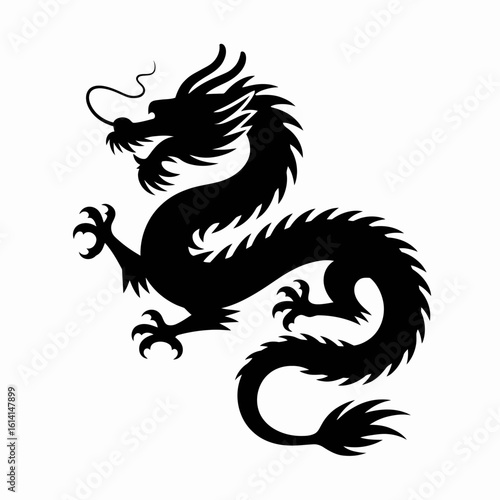 Wallpaper Mural Black Dragon Silhouette Illustration Torontodigital.ca