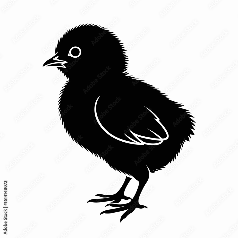 Fototapeta premium Chick silhouette illustration on white background, bird