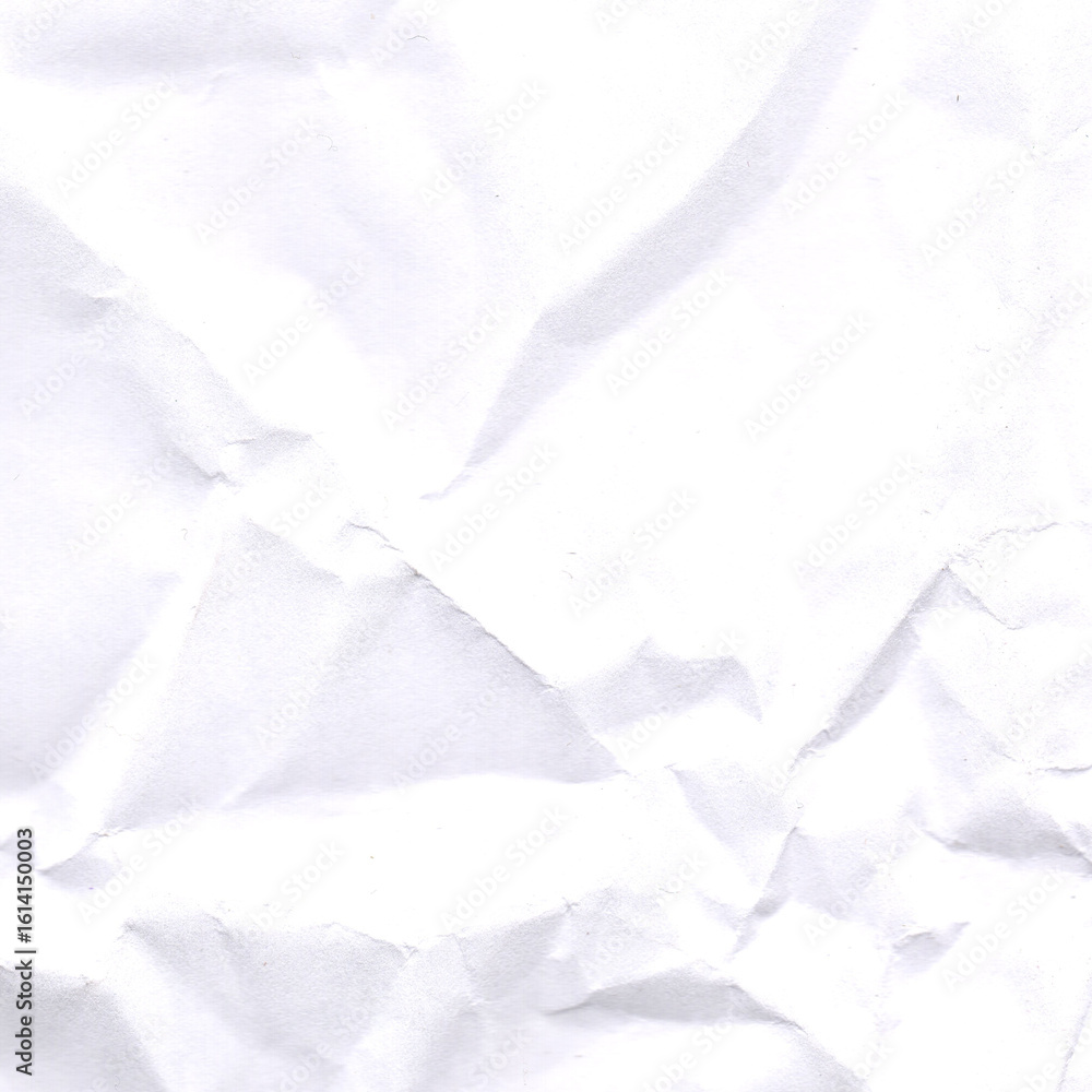 Obraz premium Crumpled white paper texture with sharp folds and light creases, perfect for scrapbooking, design mockups, note-taking themes, and creative background projects.