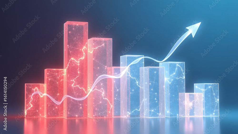 Naklejka premium futuristic digital business growth chart 