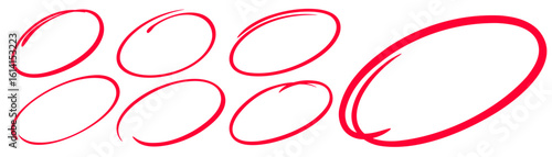 Hand drawn circle highlighter line sketch set. Vector marker circular lines, doodle round circles for message note mark design element. Pencil or pen bubble sketch