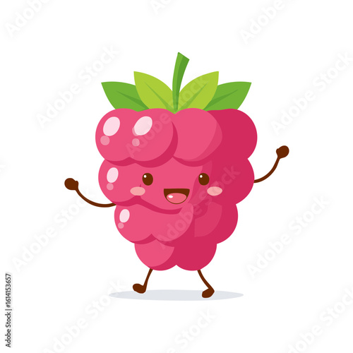 Happy Dancing Raspberry Character Isolated on a Transparent Background