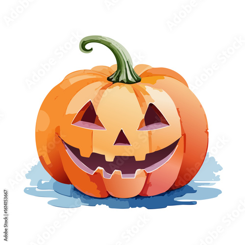 Fall Autumn Watercolor Pumpkin Isolated on a Transparent Background 