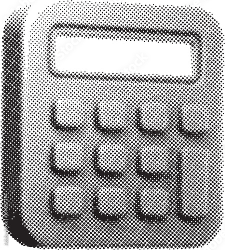 Digitizing Calculations: A grayscale, stylized illustration of a calculator, symbolizing the essence of arithmetic and computation. The image focuses on the core of calculation.