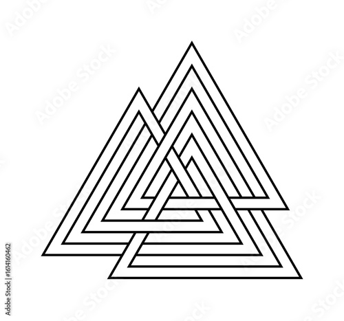 series of valknut odin symbol viking celtic knot triangles for logo icon background web graphic tattoo. vector illustration.