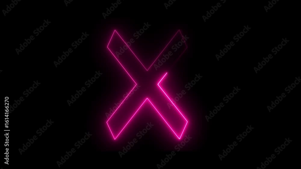 Red color X letter with neon effect animate on black background video footage. 4k video Red color X letter with neon effect animate on black background video footage. 4k video