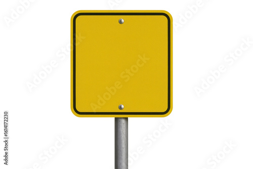Blank yellow road sign with transparent background is waiting for your text