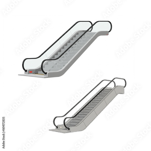 Modern escalators move people efficiently between building levels, offering sleek design and seamless transit.