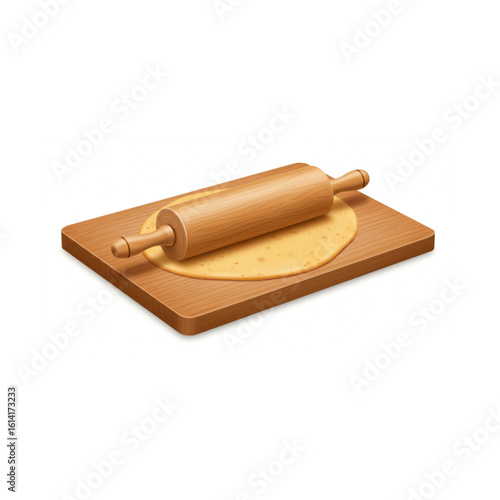 Crafting delicious dough perfection with a classic wooden rolling pin on a rustic cutting board