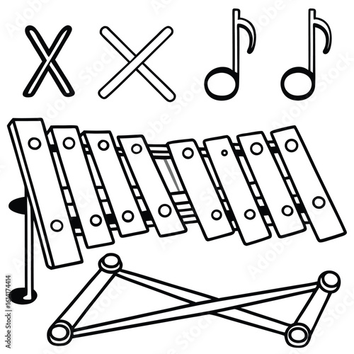 Colorful xylophone with letters m and x