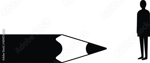 Confined Creativity Silhouette: Person in Pencil Tip