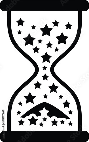 Star-Filled Hourglass - Abstract Time and Space Concept Vector