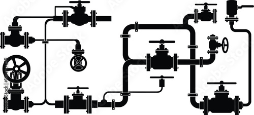 Minimalist Industrial Pipeline Vector Silhouette Design