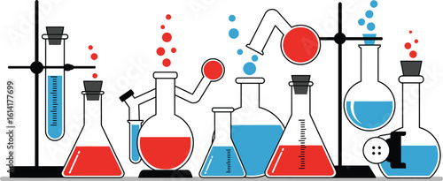 Abstract Flat Vector Chemistry Lab Glassware
