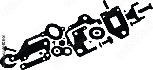Abstract Silhouette Mechanical Parts Vector Layout