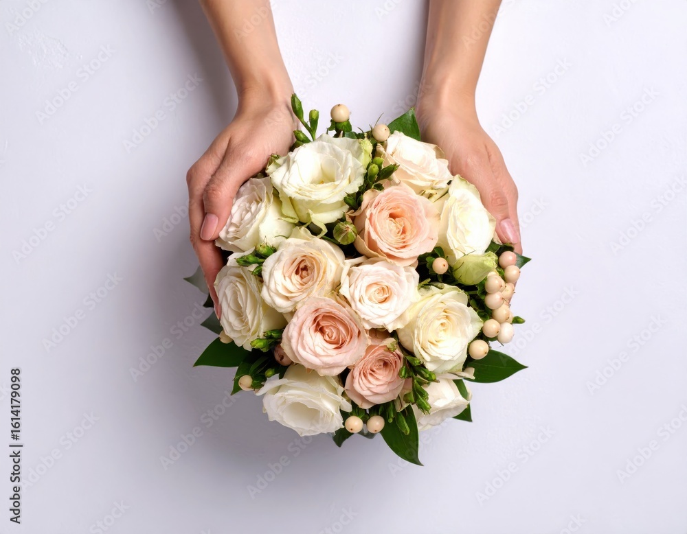 Naklejka premium A arms wrapped fully around bouquet 148615 scene