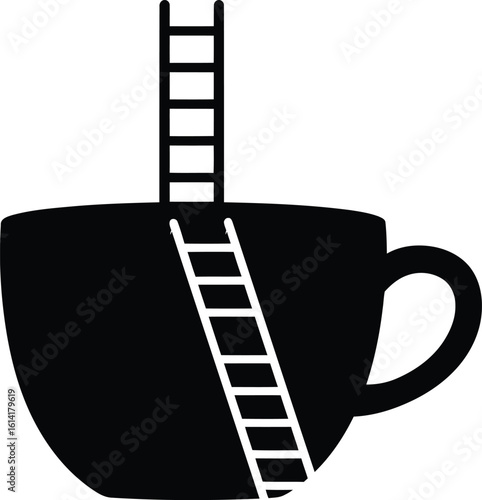 Burnout Escape: Ladder Silhouette in Coffee Cup