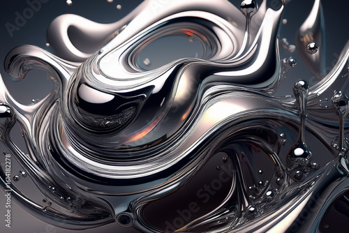 Futuristic Shiny Chrome Fluid Wallpaper