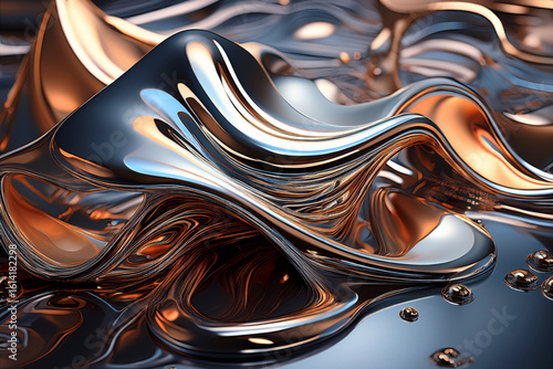 Abstract 3D Brushed Liquid Metal Background