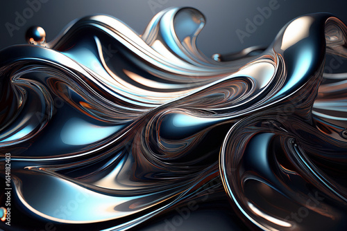 Futuristic Shiny Chrome Fluid Wallpaper