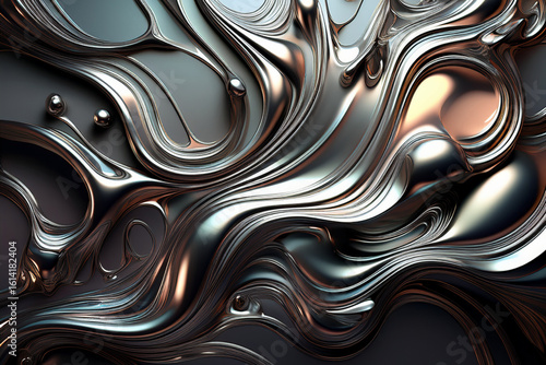 Luxury Silver Metallic Flow Abstract Art