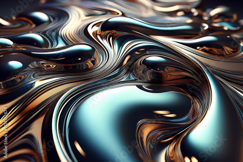 Abstract 3D Brushed Liquid Metal Background