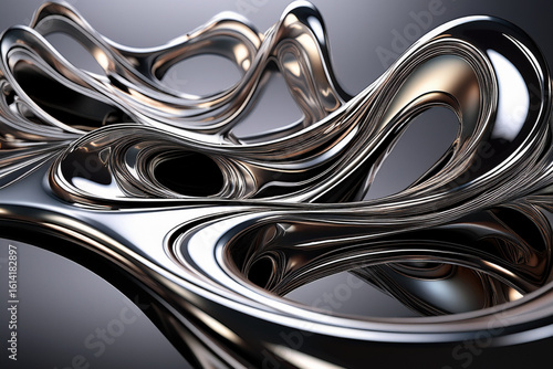 Luxury Silver Metallic Flow Abstract Art