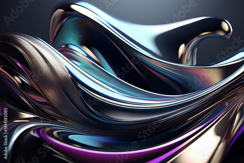 Abstract 3D Liquid Metal Wave Background